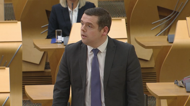 Douglas Ross was repeatedly interrupted as he quizzed the First Minister.
