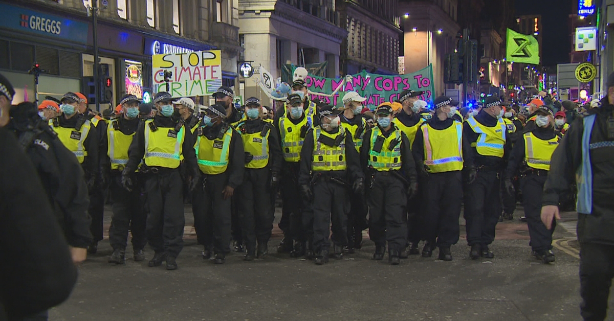 This demonstration saw hundreds of climate activists march through Glasgow.