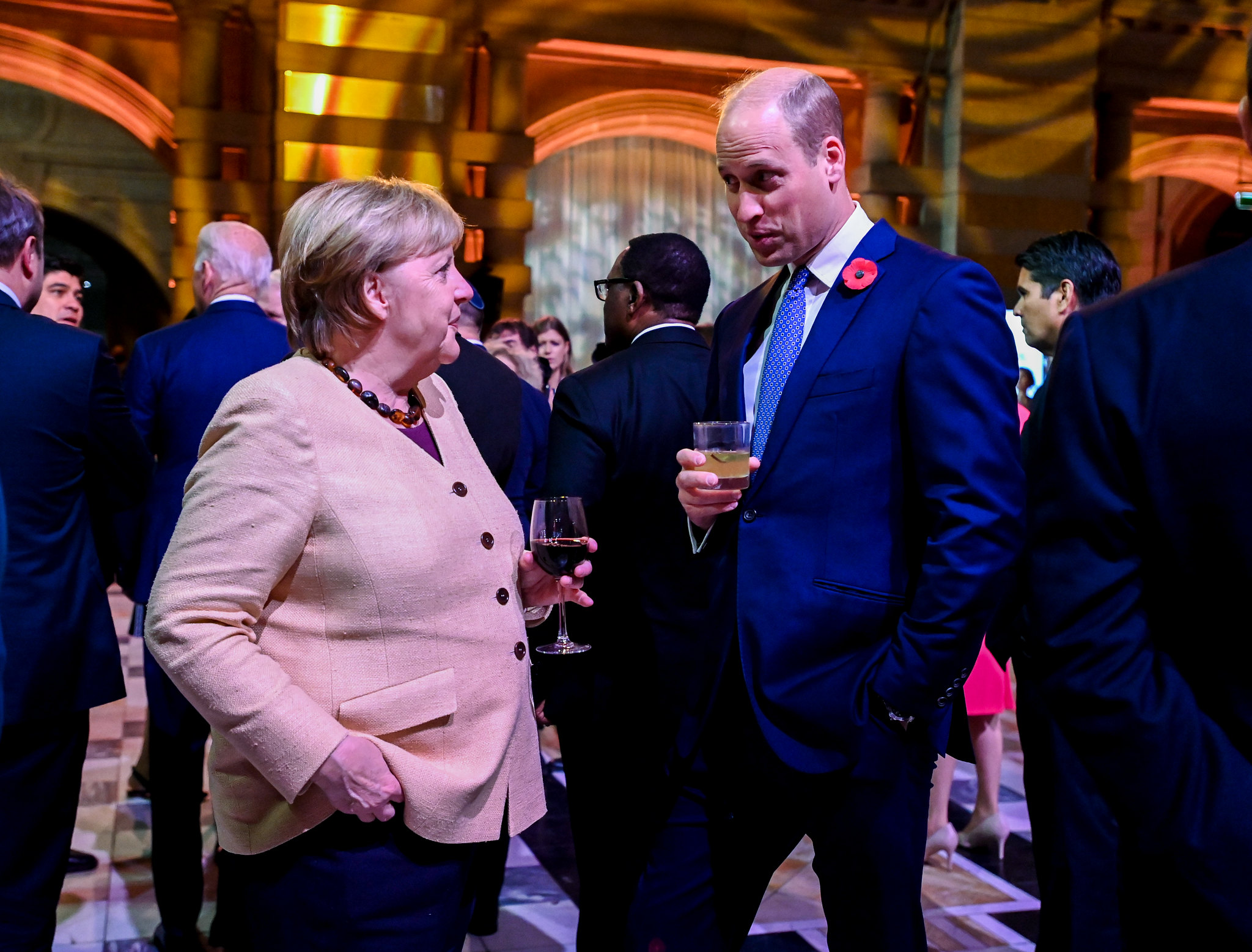 Angela Merkel, Chancellor of Germany, and William, Duke of Cambridge.