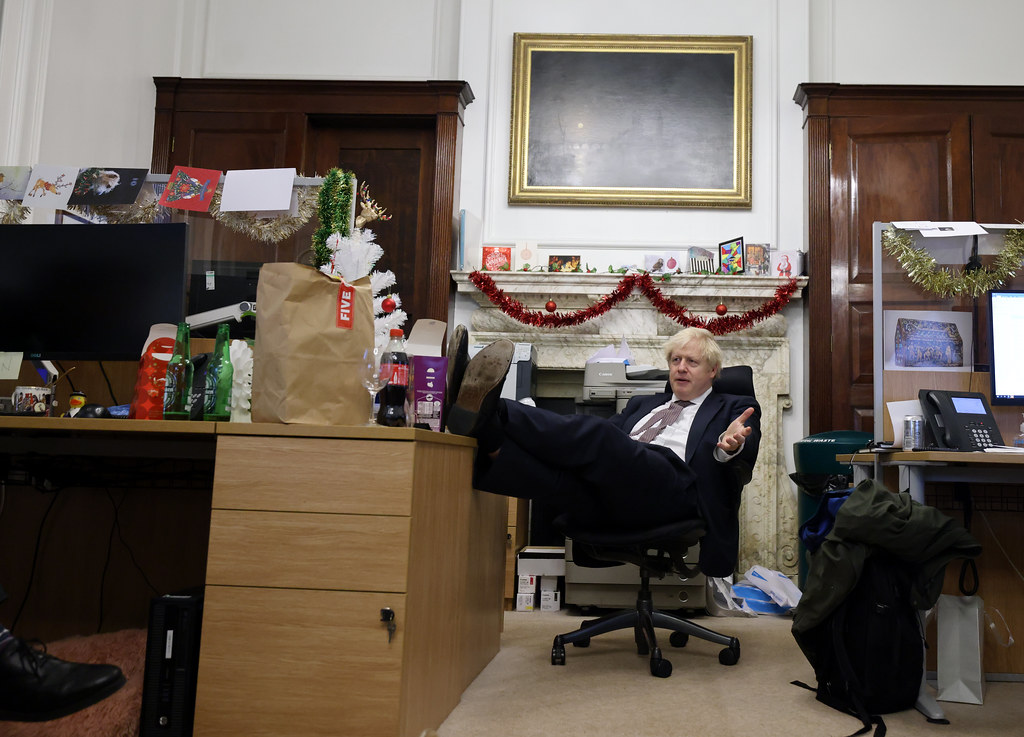 The Prime Minister Boris Johnson in his office in Number 10.