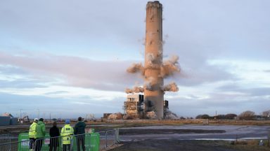 Iconic Longannet power station chimney demolished in explosion