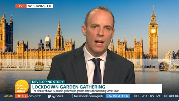 Dominic Raab defends Boris Johnson over No 10 garden gathering