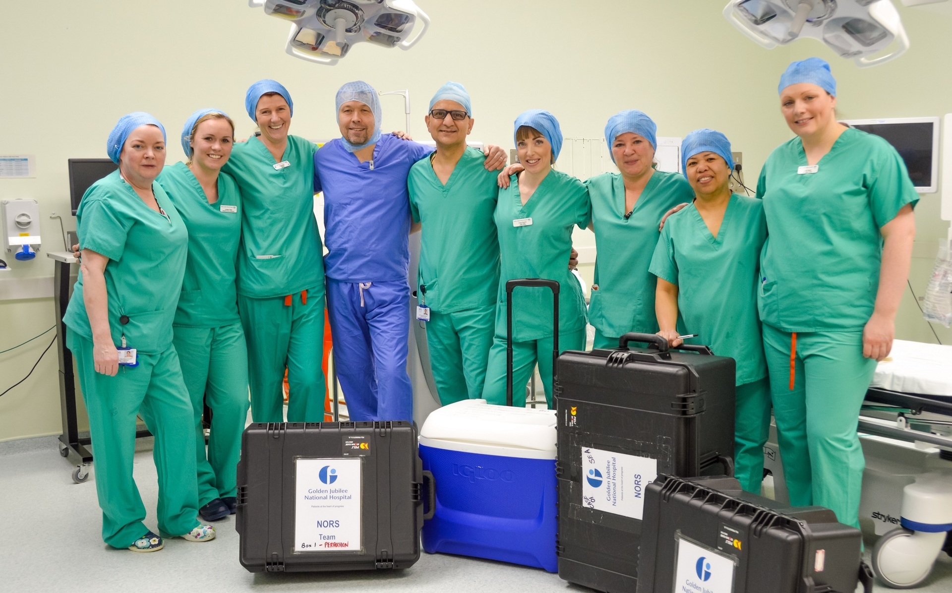 The heart transplant team at the NHS Golden Jubilee in Clydebank.