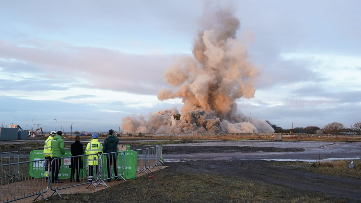 Longannet power station chimney demolition.