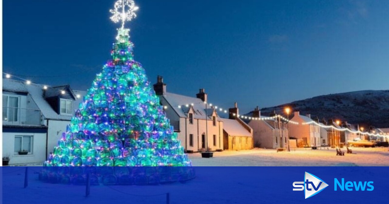 Merry fishmas: Highland village unveils 16ft creel Christmas tree