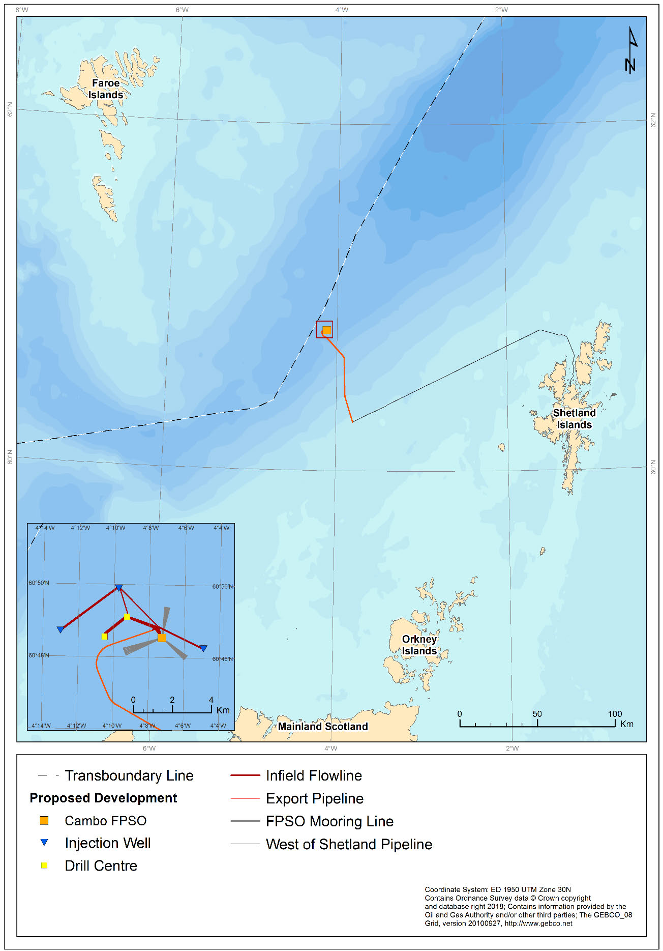 Location of the proposed Cambo field development