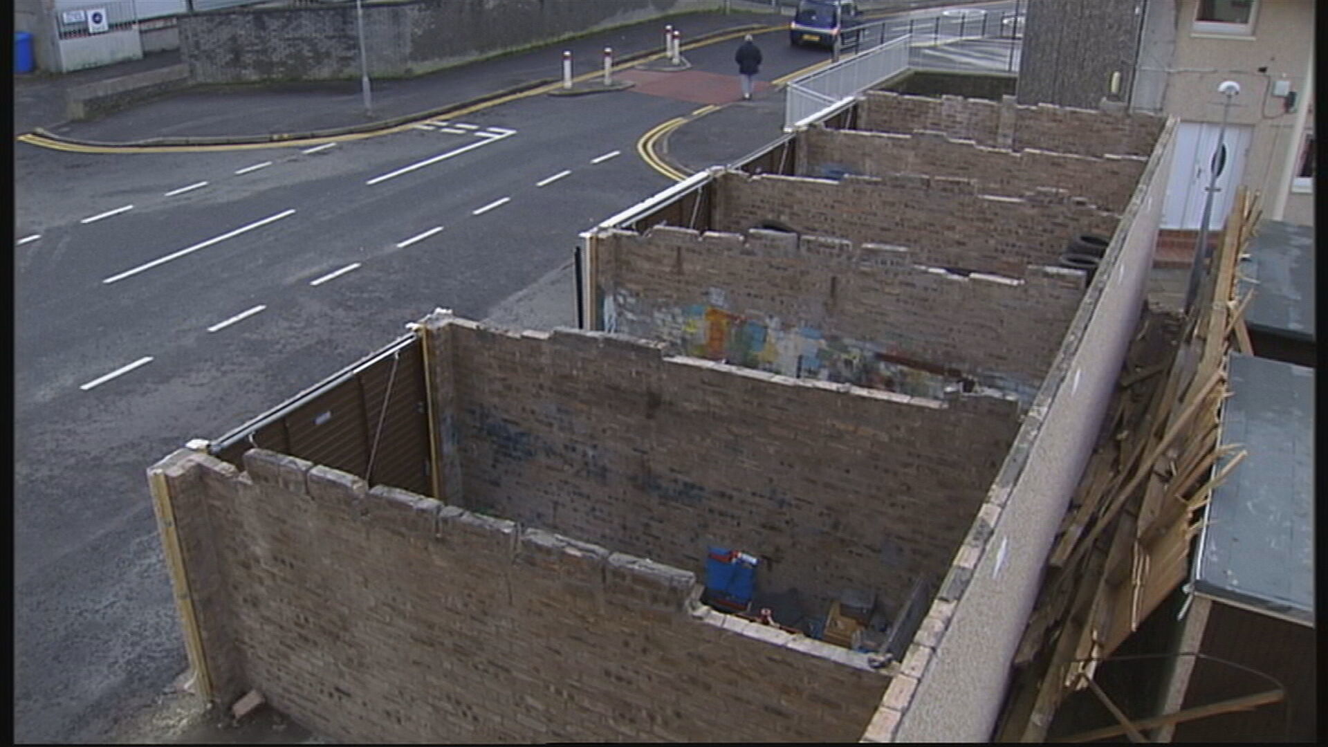 Roofs were ripped off this row of garages in Cambuslang.