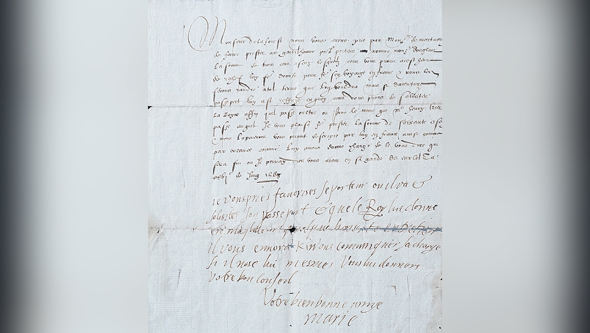 Up for sale: The letter features the handwriting of Mary Queen of Scots.