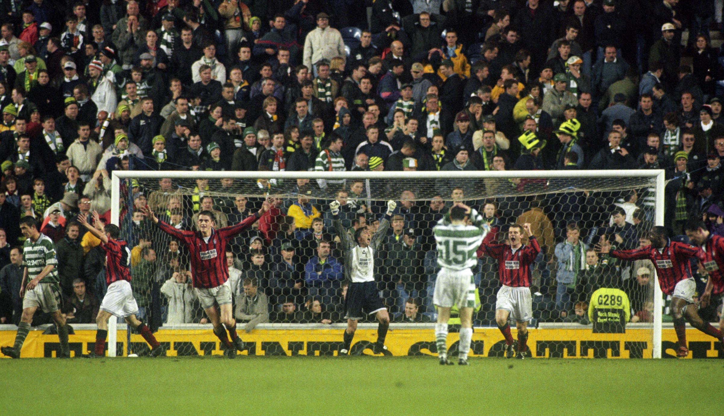 Falkirk players celebrate securing a place in the Scottish Cup final.