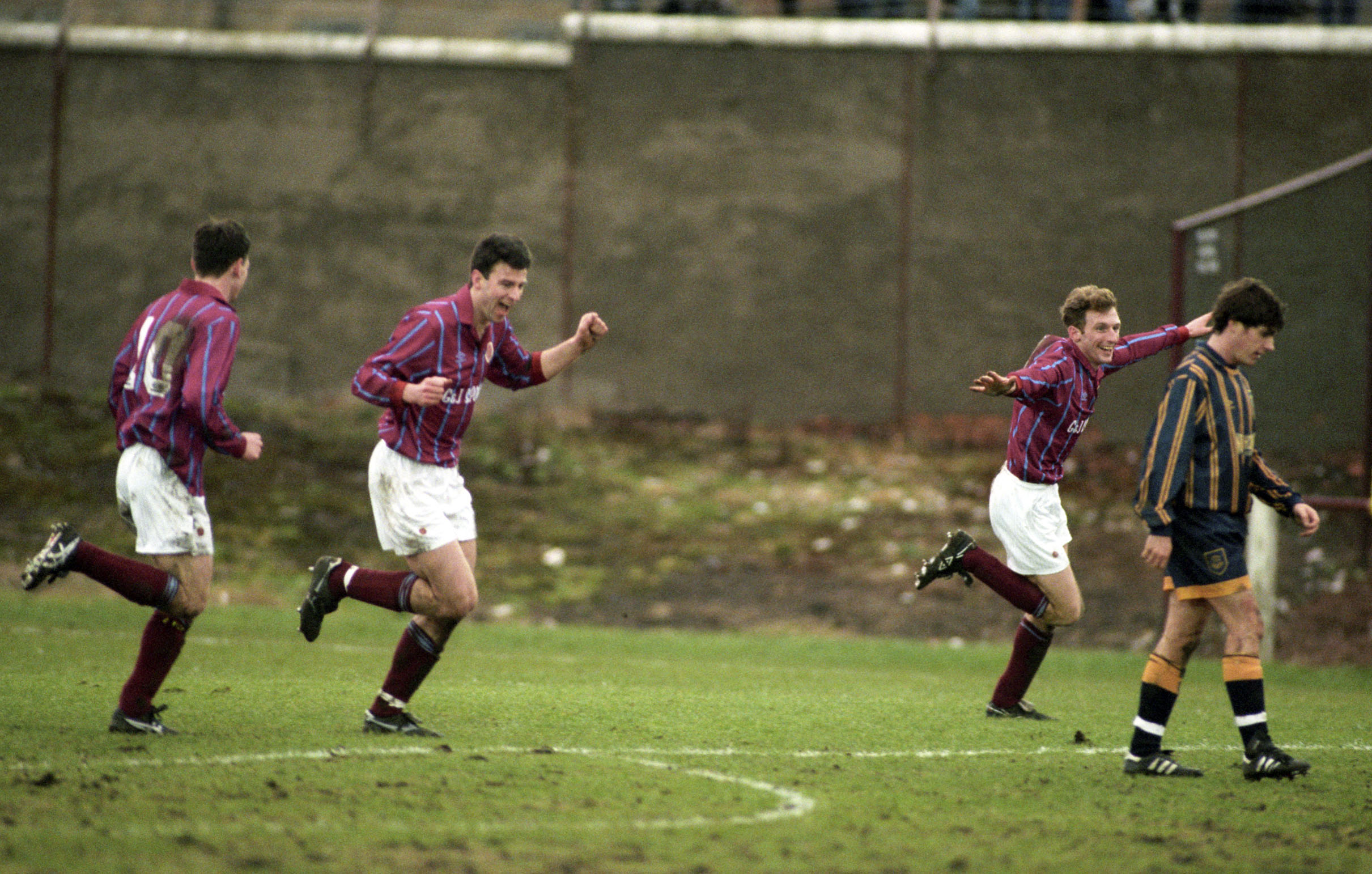 Tommy Steel (right) celebrates after scoring for shock troops Stenny.