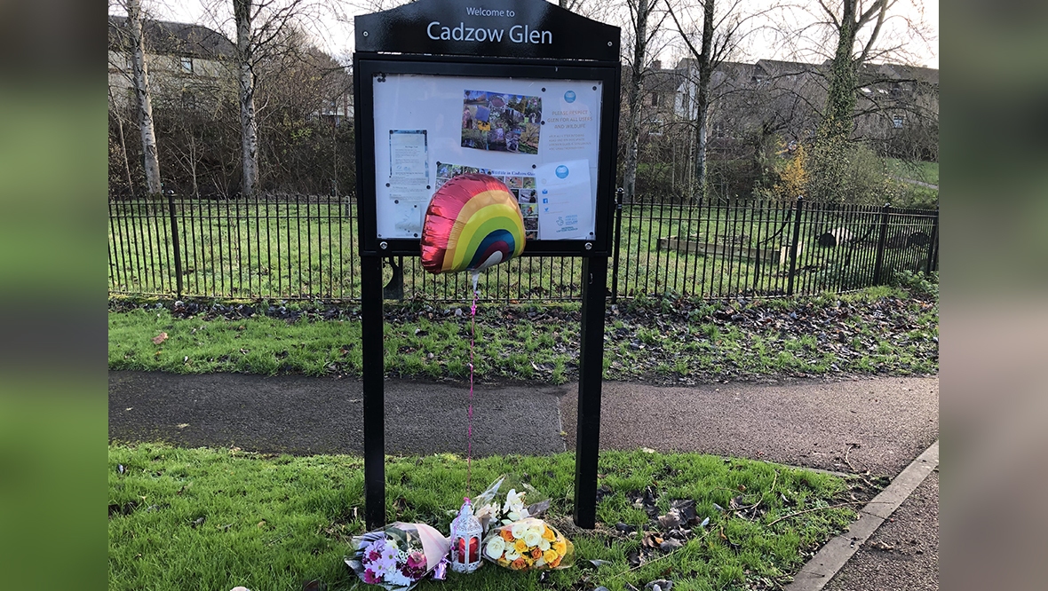 Hamilton: Tributes left at Cadzow Glen.