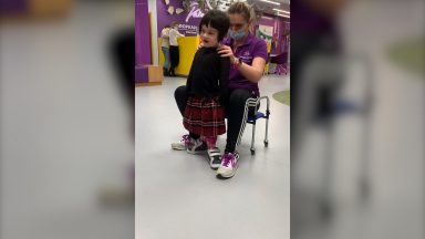 Six-year-old takes first steps after being told she’d never walk