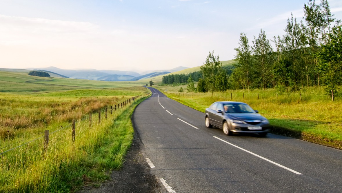 Stock image of rural driving.