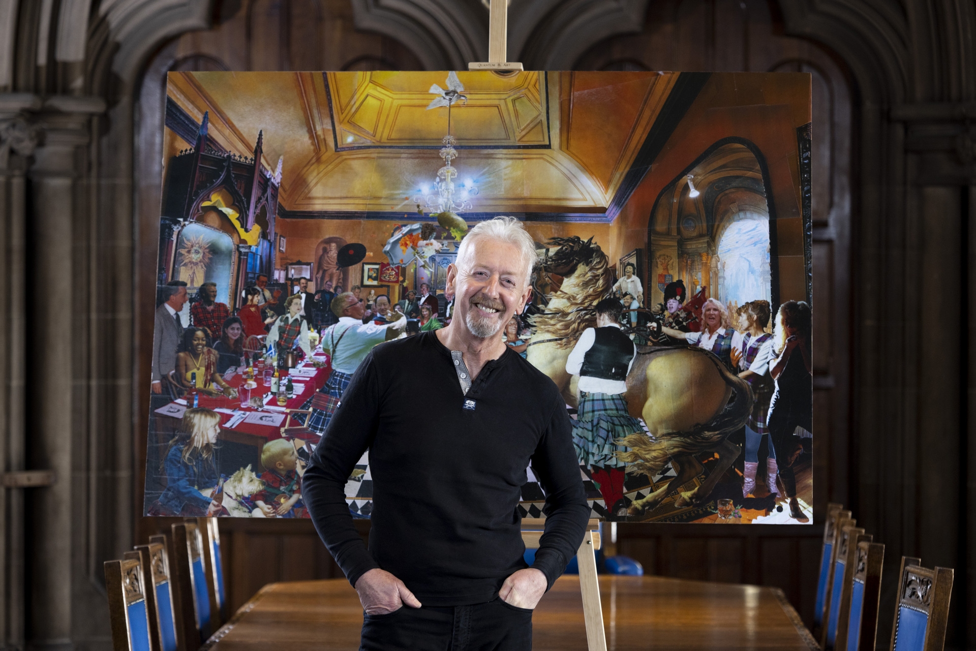 University of Glasgow of artist David Mach with his work The Flying Haggis. (PA Media/Martin Shields)