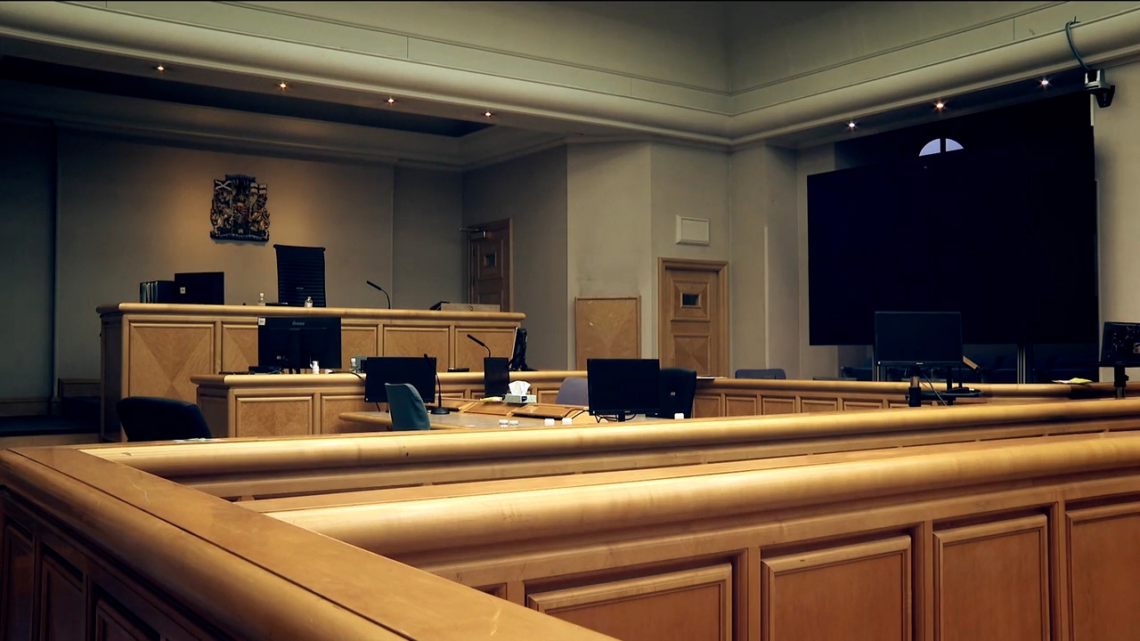 An empty court room in Livingston.