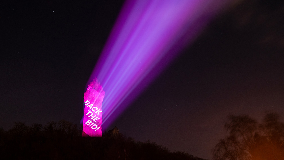 Stirling landmark lit up with poem as part of City of Culture bid