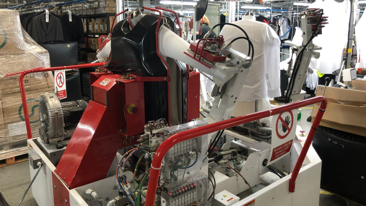 Robot: Shirts can be dried and ironed in 30 seconds.