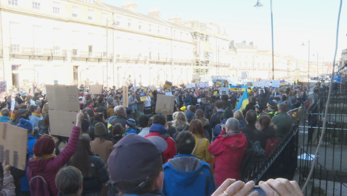 Campaigners march through Edinburgh in support of Ukraine against Russia’s invasion