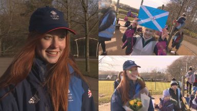 Olympian Kirsty Muir visits Kingswells Primary School in Aberdeen to inspire next generation of skiers