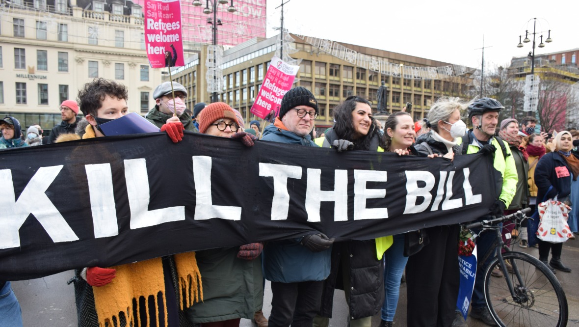 A protest in Glasgow's George Square.