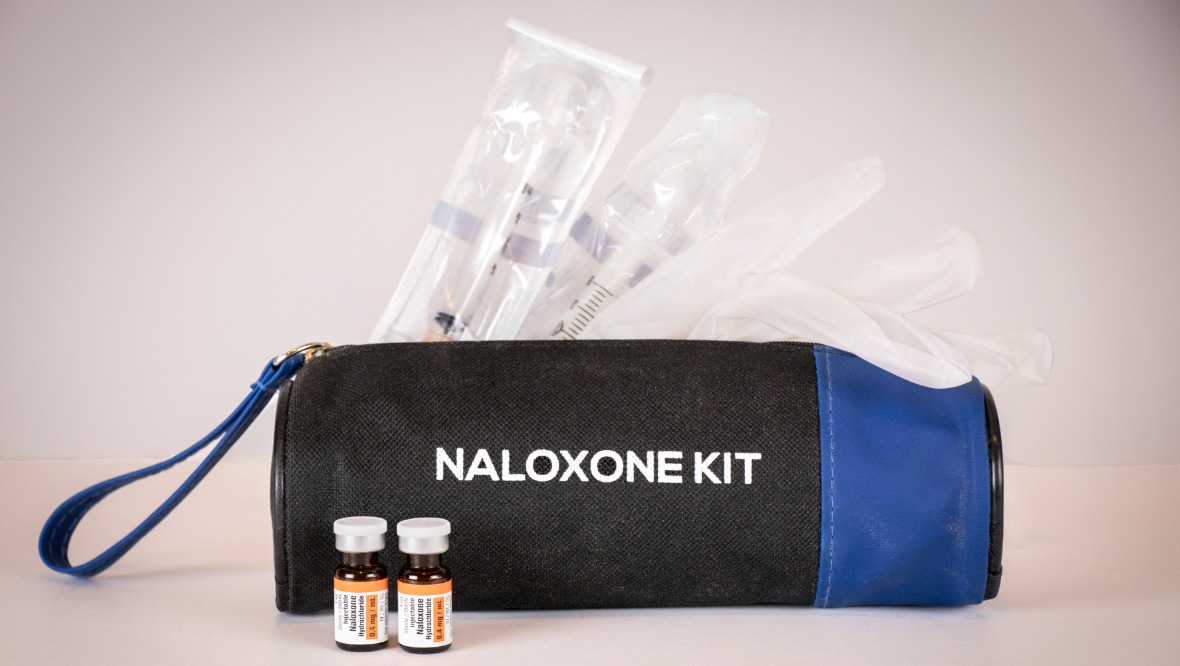 Stock image of a naloxone kit.
