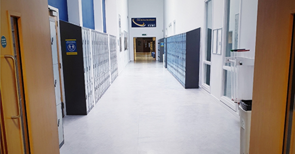 A hallway in Crieff High School, Perthshire.