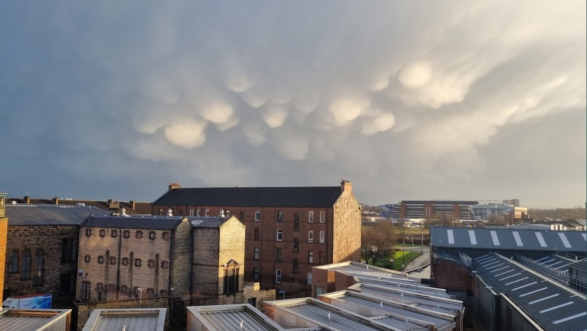 Mammatus clouds have been spotted in the Glasgow sky.
