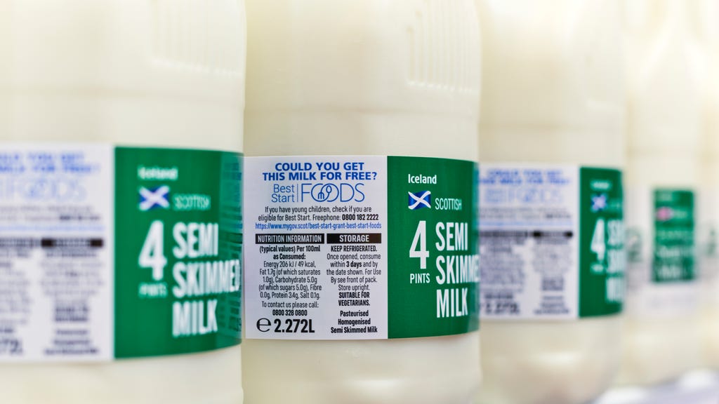 Supermarkets to use milk bottles to promote scheme aimed at helping poorer families with shopping bills