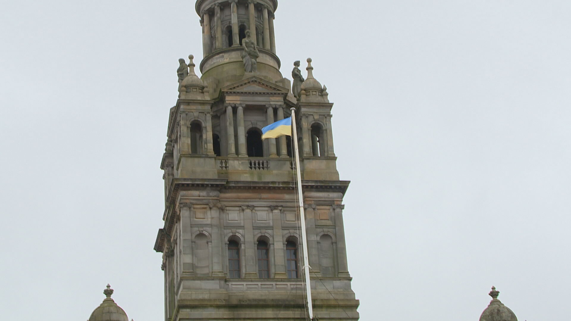 The Ukrainian flag was flying in Glasgow's George Square on Friday. 