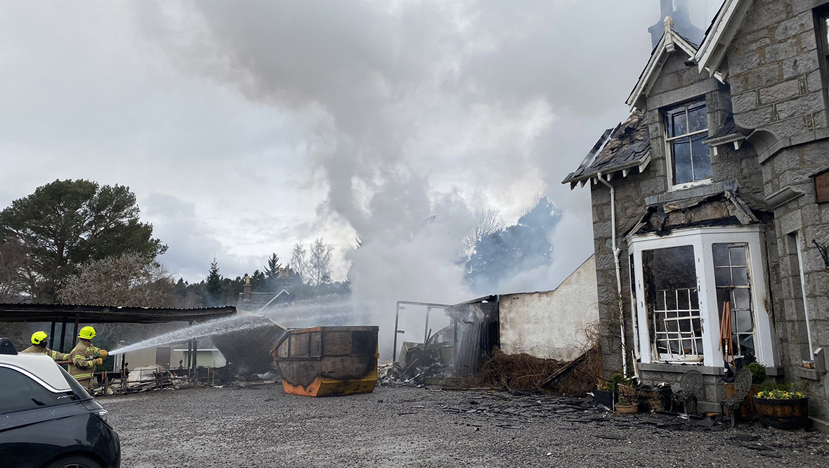 Firefighters tackling blaze at Braemar Lodge Hotel.