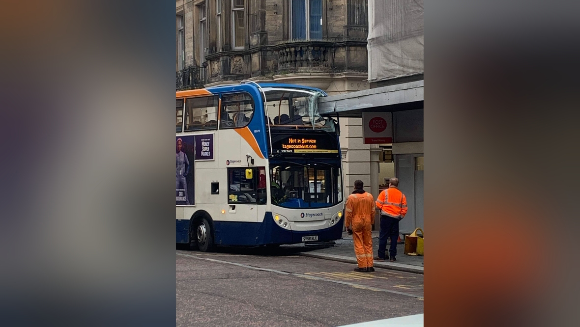 Double decker Stagecoach bus smashes into Inverness city centre Post Office
