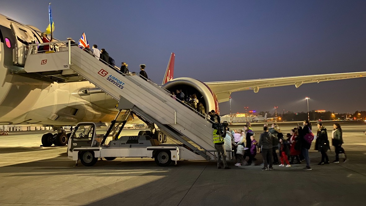 Dnipro Kids arrive at Heathrow Airport on Wednesday evening on Virgin Atlantic flight