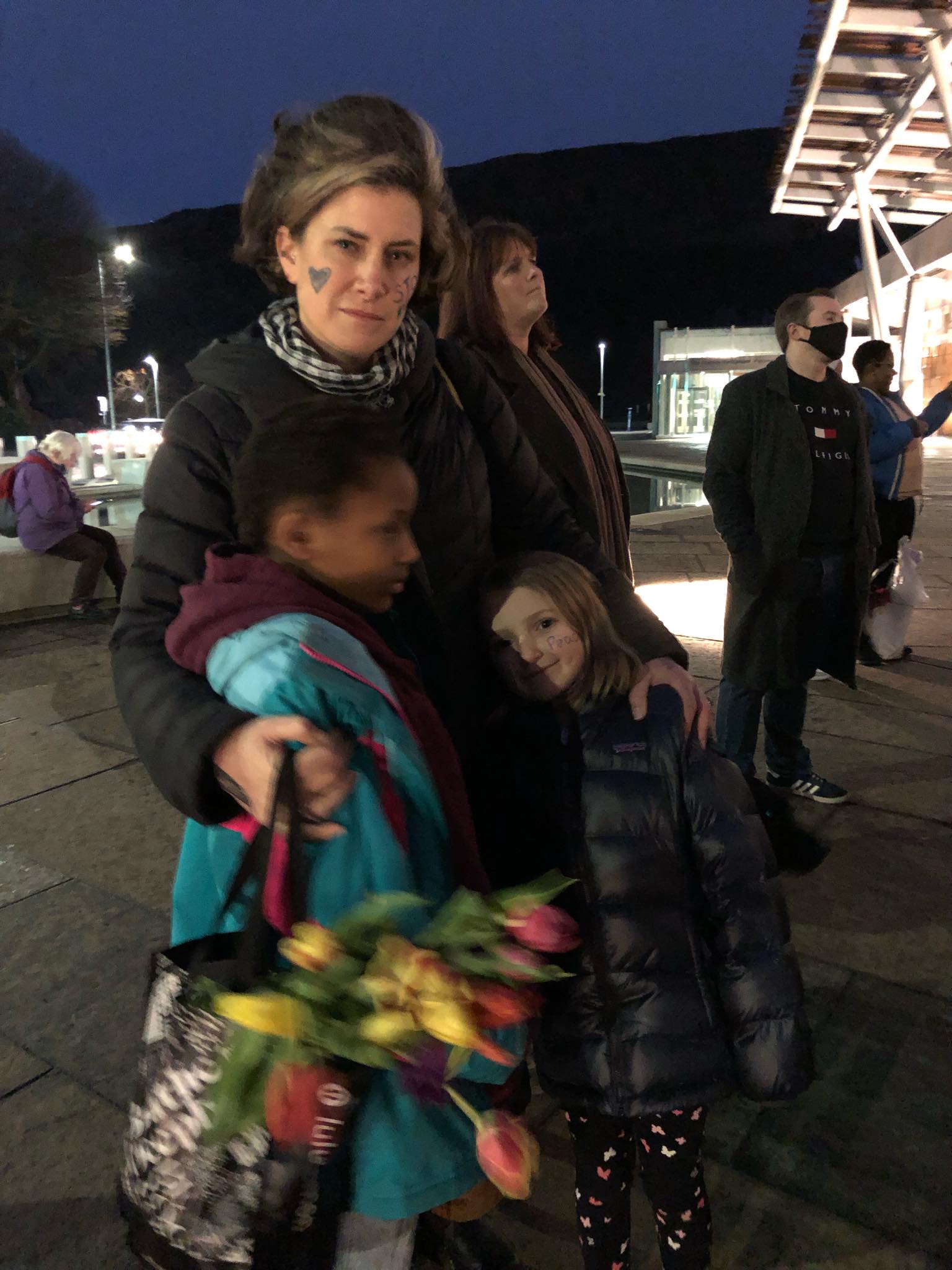 Tribute: Some demonstrators brought children to the vigil.