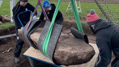 Archaeologists from Aberdeen university unearth ‘remarkable’ Pictish symbol stone in field near Forfar