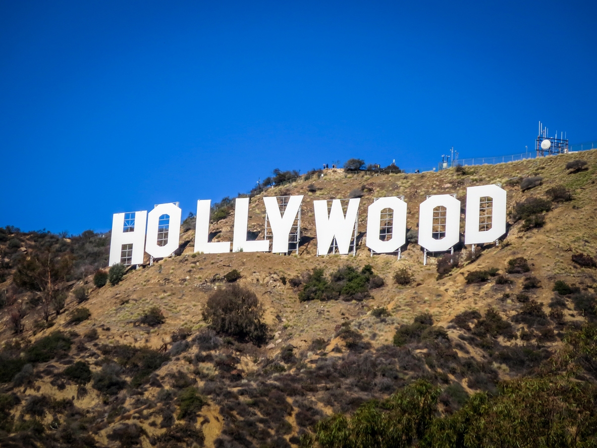 The letters are designed to mimic the famous Hollywood sign in California.