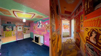 Colourful Kingspark flat made up of artwork and celebrity murals goes on sale for £72,000