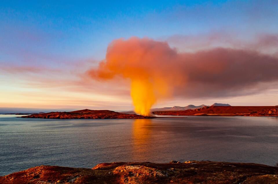 Gruinard Island, known as Anthrax Island, on fire earlier on Saturday, March 27.