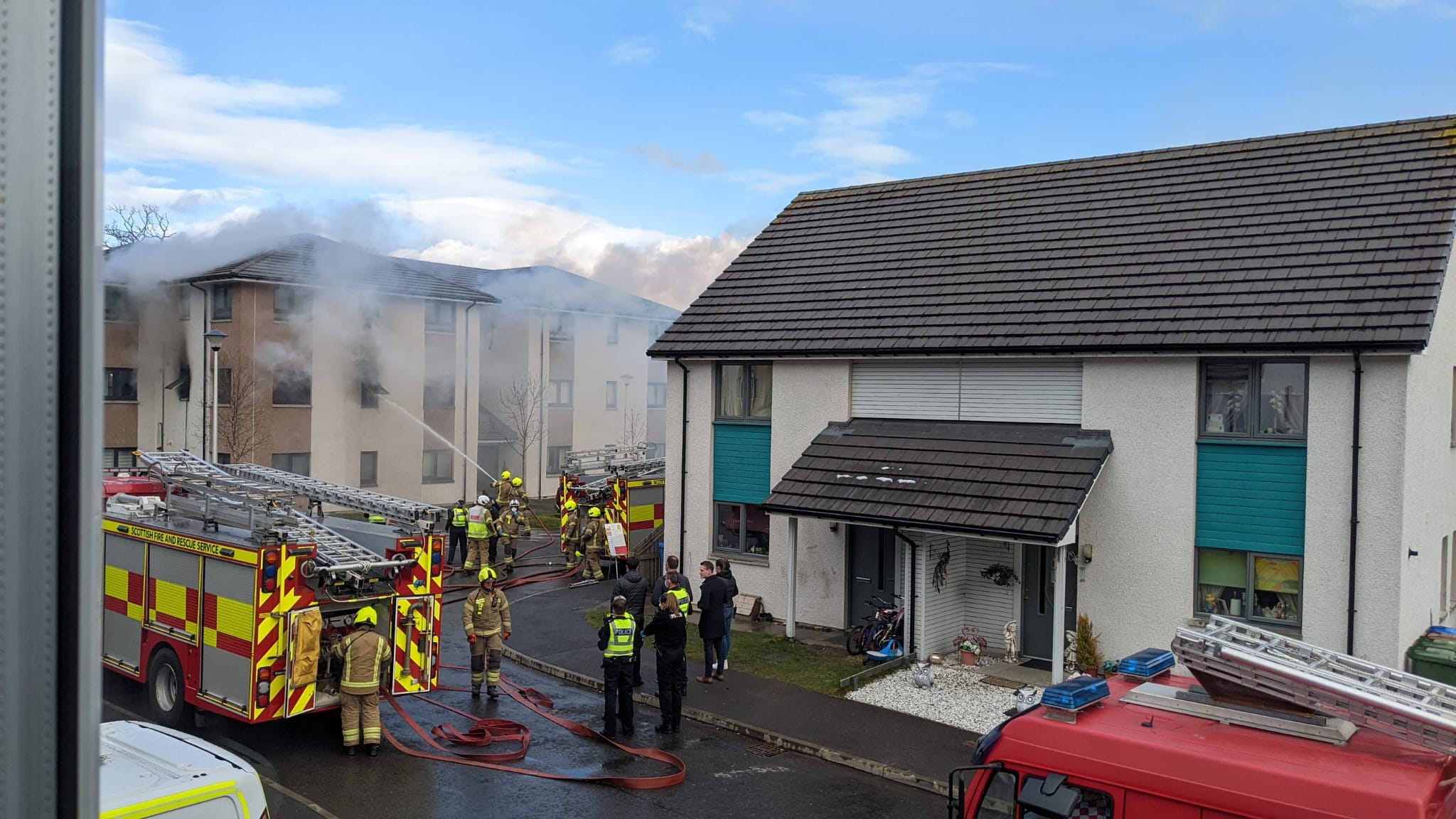 Firefihghters tackled the blaze inside a flat on Polvanie View, Inverness.