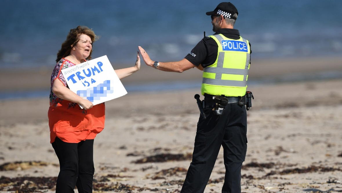 Janey Godley made her point while Donald Trump was staying at his Turnberry resort.