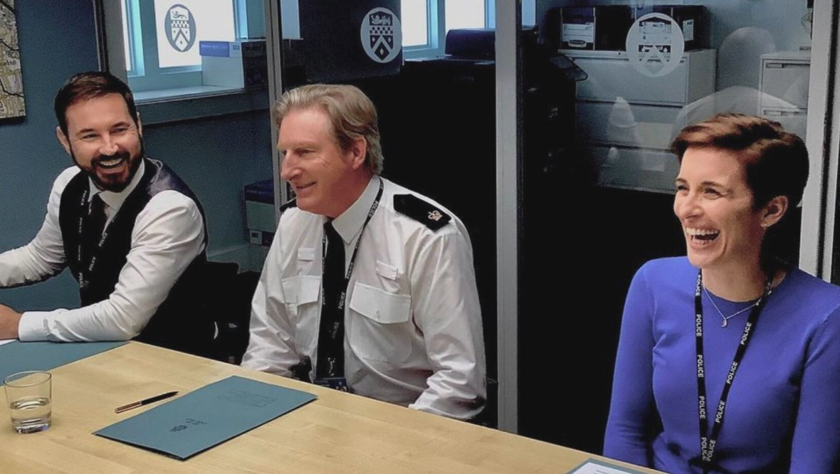 Martin Compston with Line of Duty co-stars Vicky McClure and Adrian Dunbar.