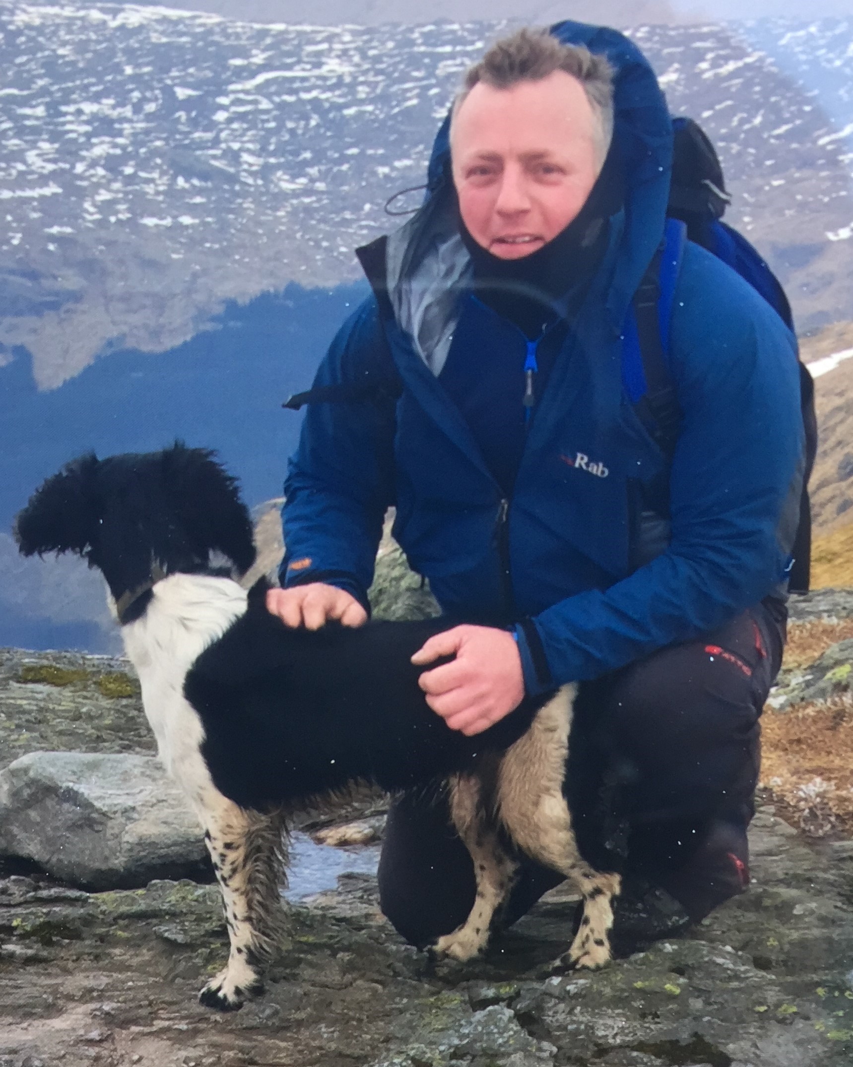 Neil Gillingham, 43, from Kilmarnock, missing in Glencoe with his black and white springer spaniel.