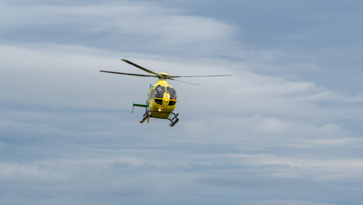 A714 crash: Biker airlifted to hospital with life threatening injuries after colliding with van