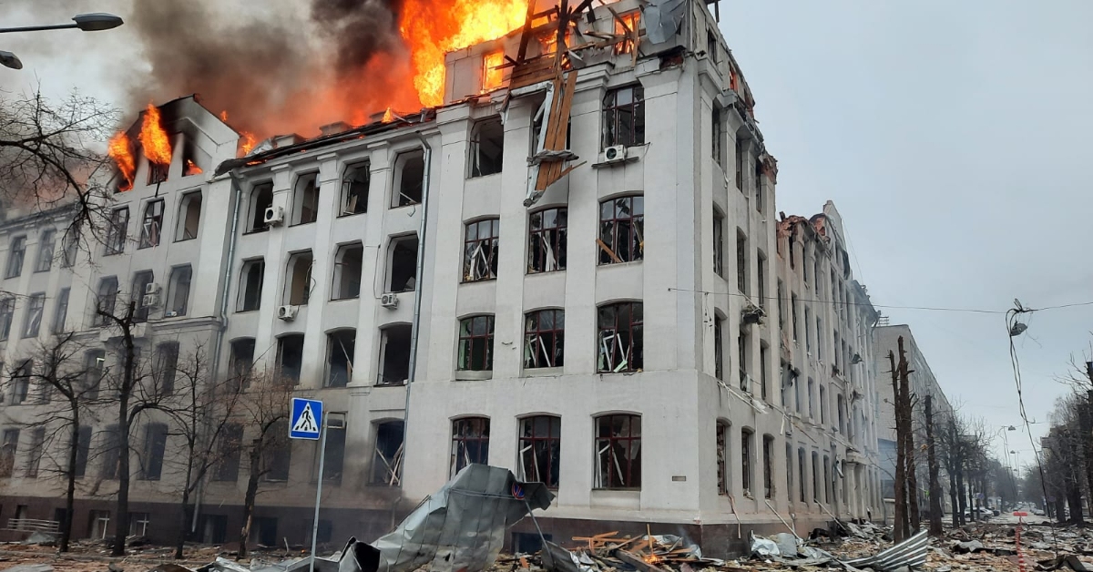 Strikes in the Ukrainian city of Kharkiv.