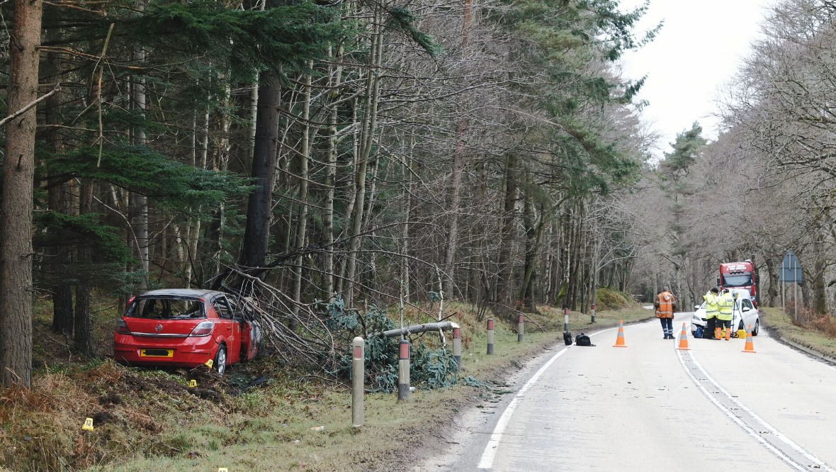 A98 crash: Woman, 83, dies in hospital after car collides with tree in Moray