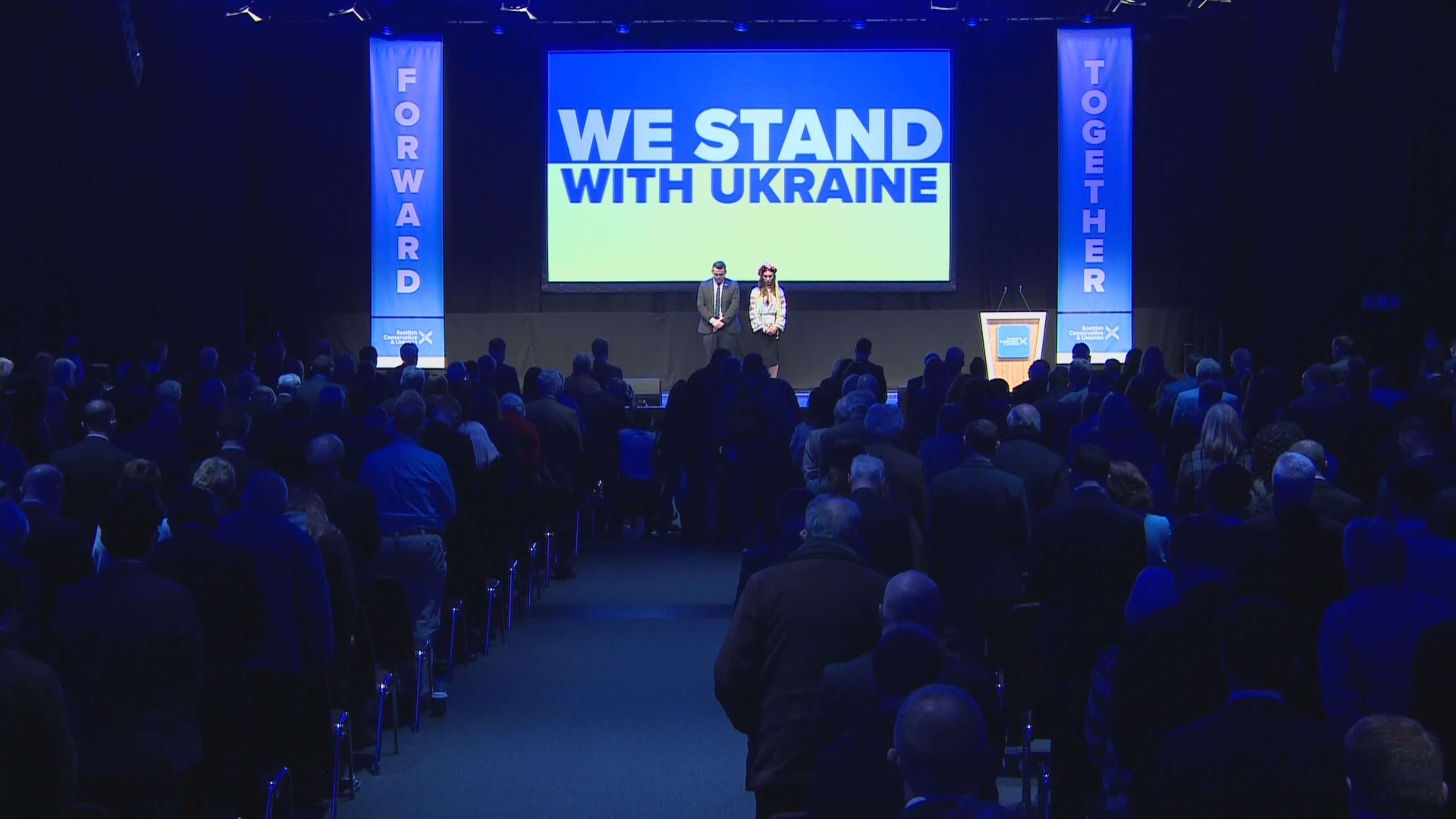A minute's silence was held for the people of Ukraine. (STV News)