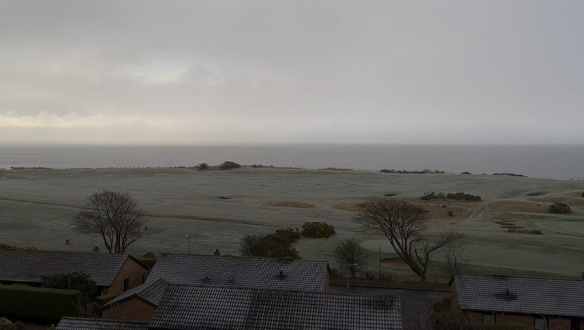 A dusting of snow in Lundin Links, Fife, on Wednesday morning.