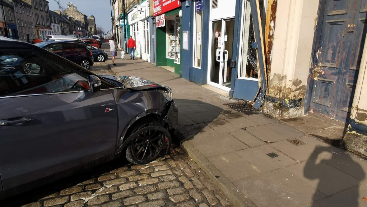 Fife crash: Car smashes through funeral home in Burntisland main street