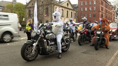 Bikers parade through Glasgow streets in first Easter Egg Run since start of the pandemic