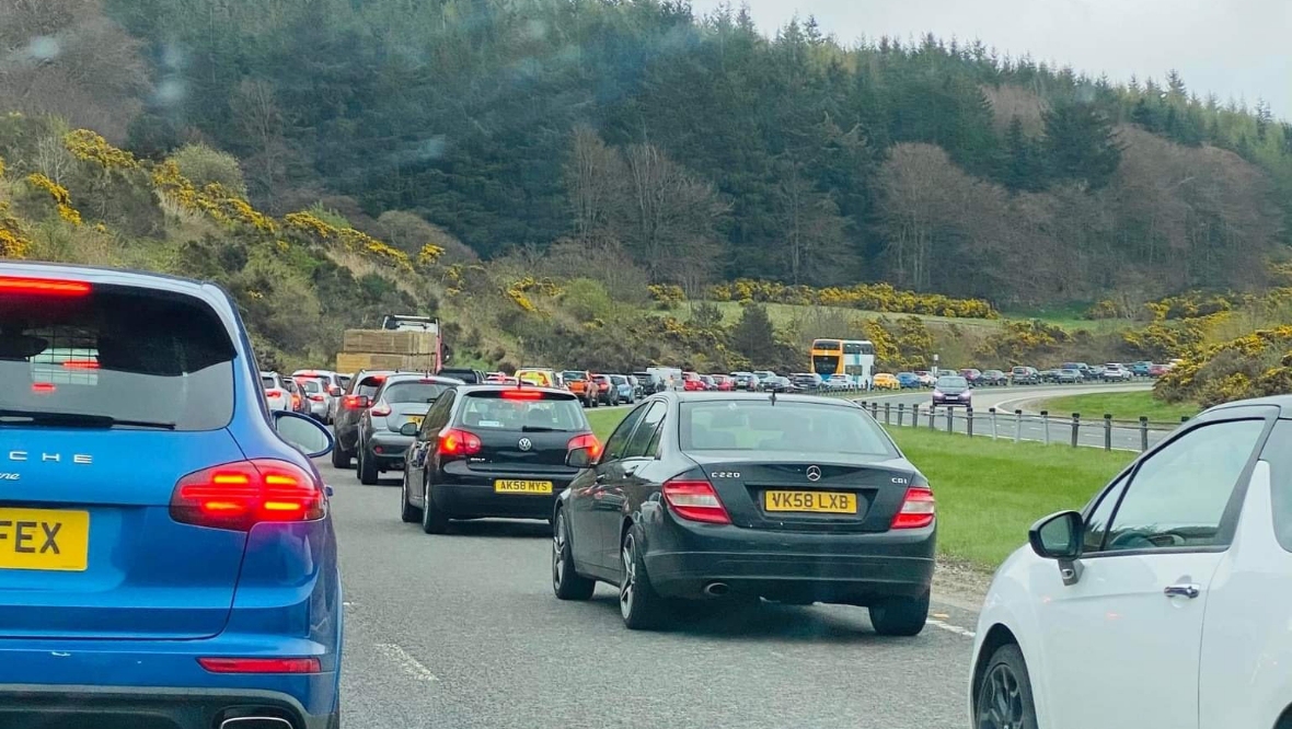 A96 crash, near the Inverurie Bypass, between ambulance and two cars causes lengthy tailbacks