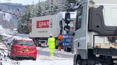 Jackknifed lorry blocks A9 in Highlands following weather warning for snow